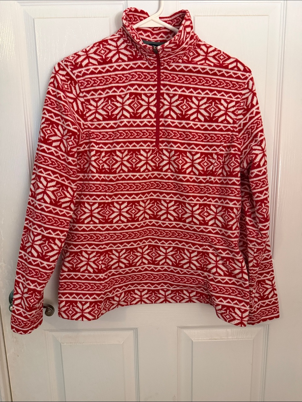 Lands End Womens Fleece 1/4 Zip Pullover Fleece Fair Isle 10/12 M petite